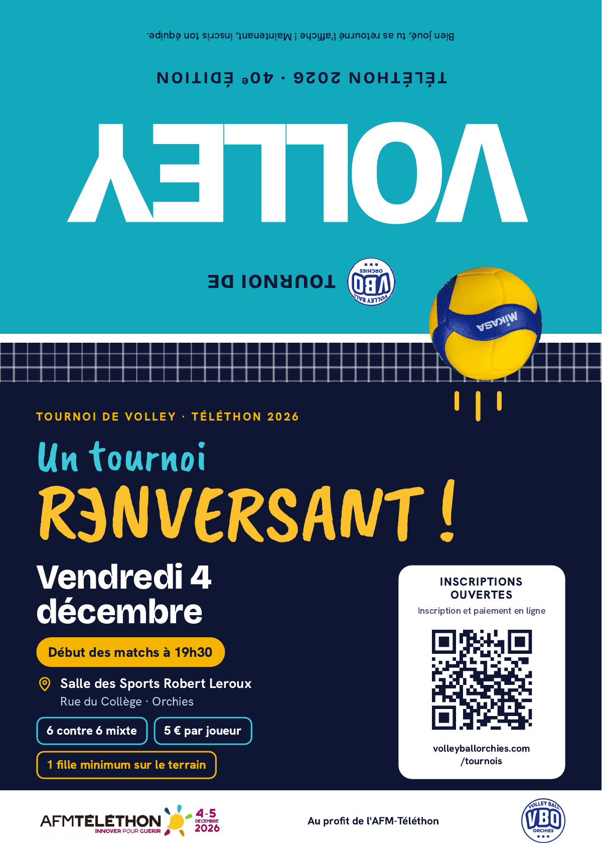Affiche du Tournoi de volley du Téléthon 2026